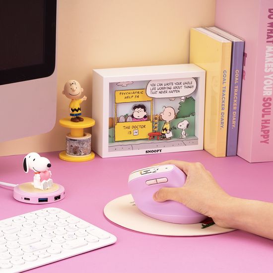 스누피 충전식 무선 버티컬 마우스 파우치 세트