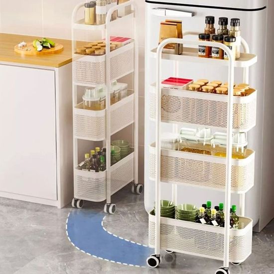 이동식 트롤리 틈새 코너 수납 주방 욕실 수납장 선반