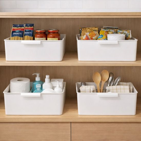 리빙 그립 바스켓 L 4P 손잡이 정리함