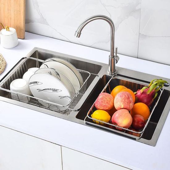 길이조절 물빠짐 바구니 선반 싱크대수납 설거지 L865