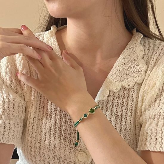 [선물포장] 탄생석 클로버 매듭 팔찌(4컬러)