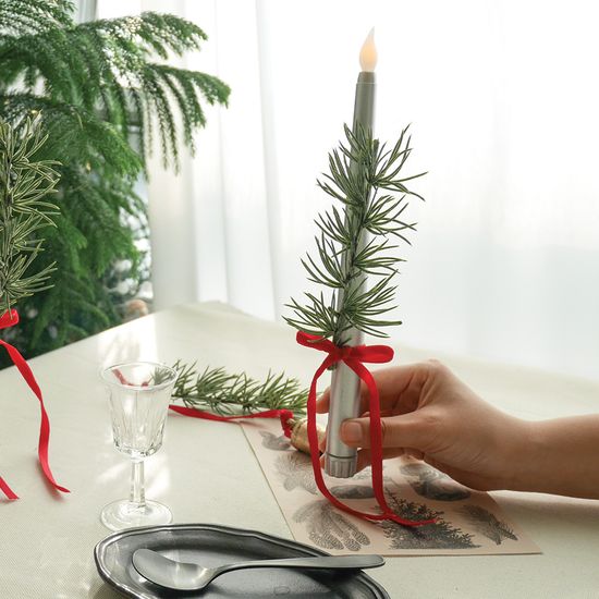 리프 리본 LED 캔들 데코