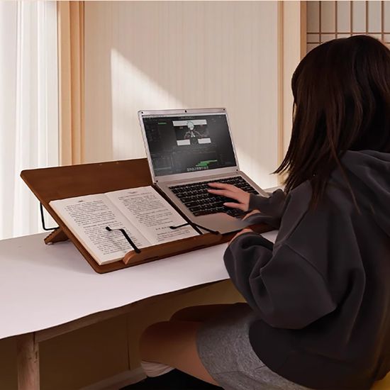 대나무필기대 각도조절 PC 테블릿 영상수업 바른자세