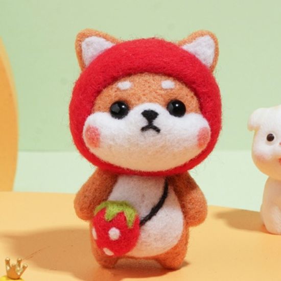 DIY 동물친구 양모펠트 키트(딸기시바견) 펠트공예