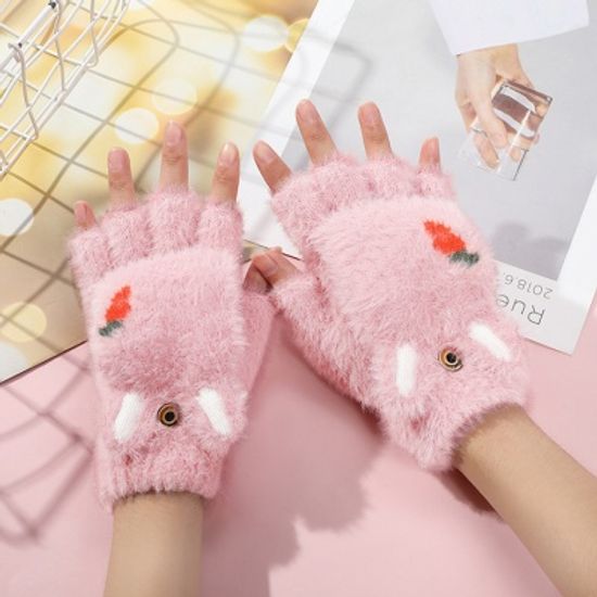 레빗 밍크 벙어리장갑(핑크)