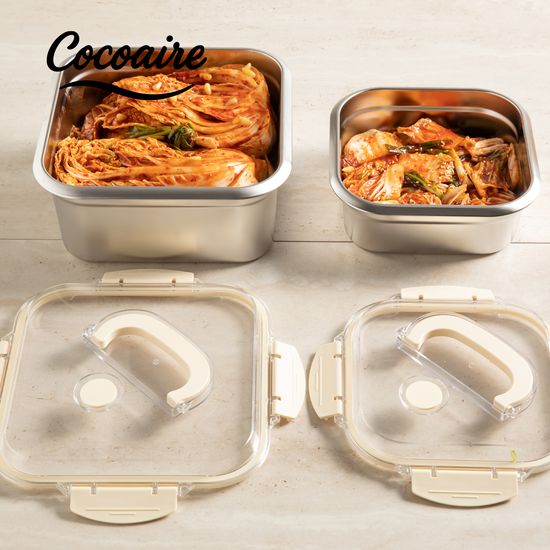 [코코에르] 스텐 핸들형 보관용기 정사각 1.8L/4L