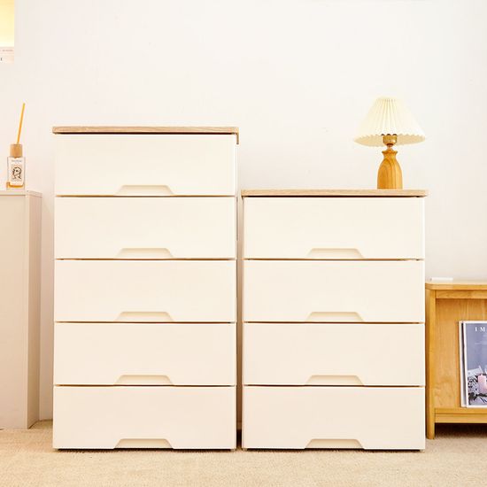 모던플러스 내추럴오크 우드상판 서랍장 3단 4단 5단