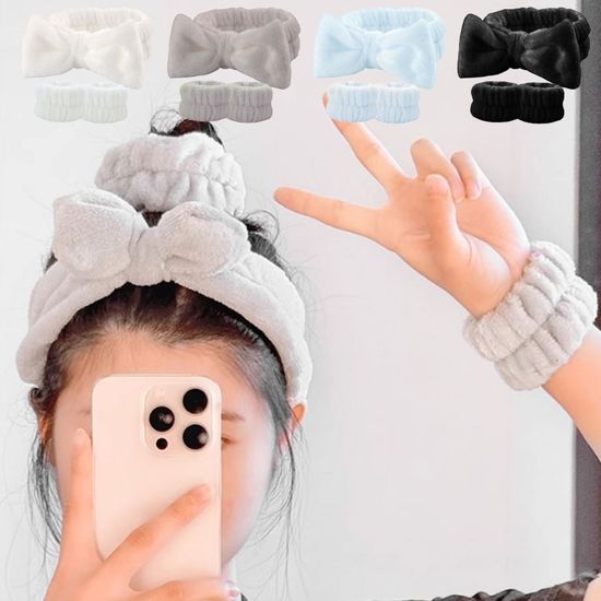 세안 밴드 세트 샤워 용품 헤어밴드 손목 리본