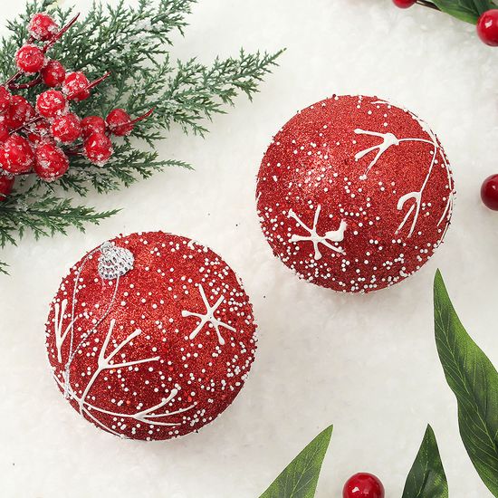 [도토로]루비레드 장식볼 2p(10cm) (함박눈결정)