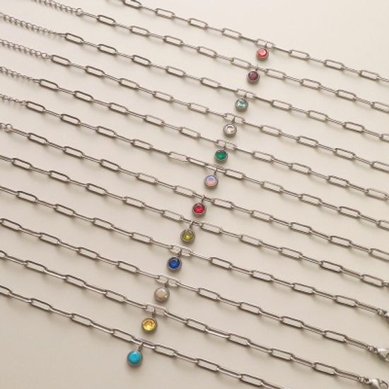 [선물포장] 써지컬 탄생석 고래꼬리 클립체인 팔찌