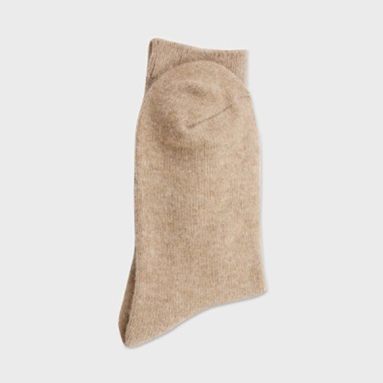 도톰 울 니트 골지 양말(베이지)