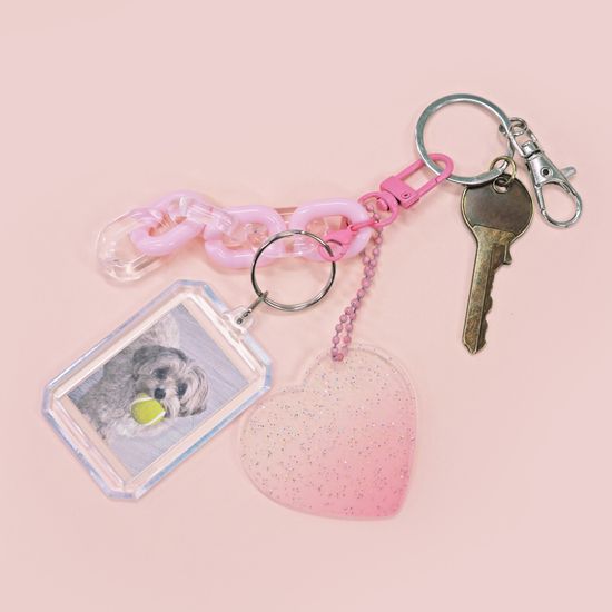 오첵 완소최애 미니포토 하트 키링