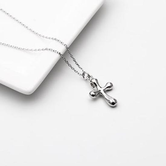 [애슬릿]전체 실버 십자가 팬던트 체인 목걸이