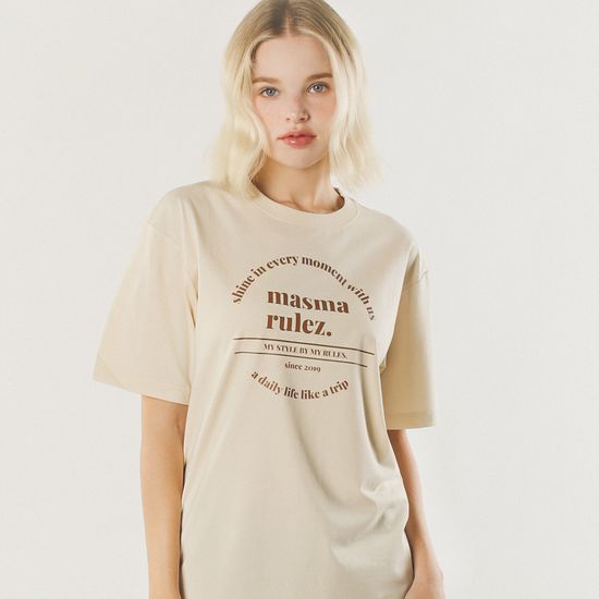 circle symbol cool cotton T-shirt _Beige