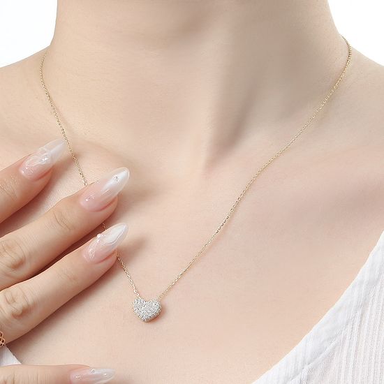 [비쥬홀릭] 실버925 골드도금 오로라 하트 목걸이(쇼