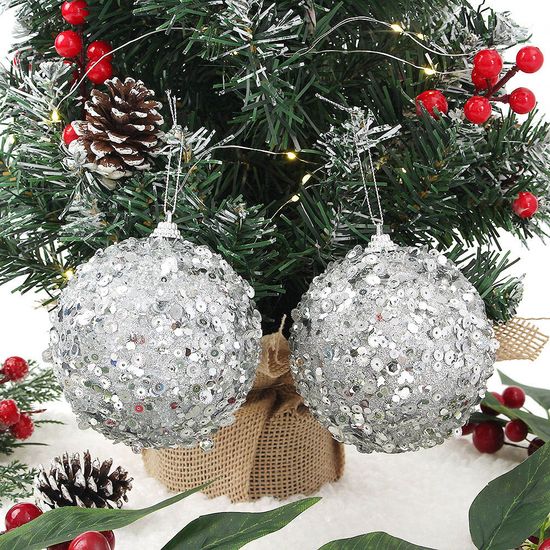 [도토로]로열실버 장식볼 2p(10cm) (샤인스핑글)