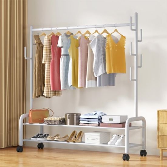 선인장 이동식 2단 선반 행거 (150cm) (화이트)