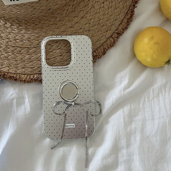 아이폰 15 14 13 12 도트 하트 리본 링 스트랩 케이스
