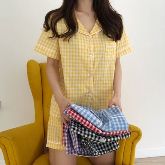 (5color)크레용 체크 커플잠옷 파자마 파티