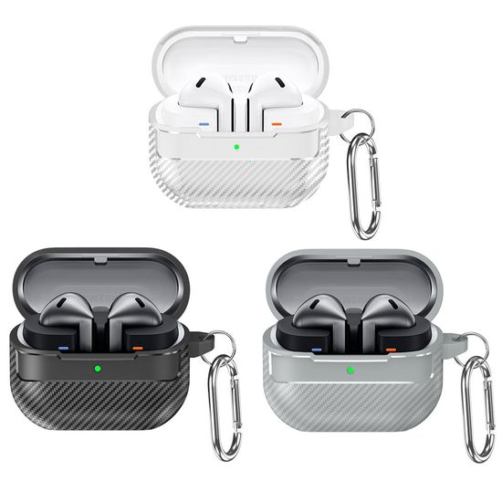 갤럭시버즈3 프로 카본 패턴 투명 실리콘 키링 케이스