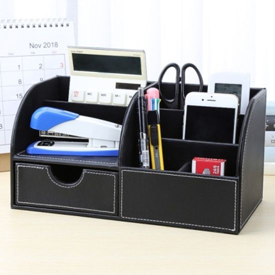 오피스타 가죽 데스크 오거나이저 책상정리 펜꽂이