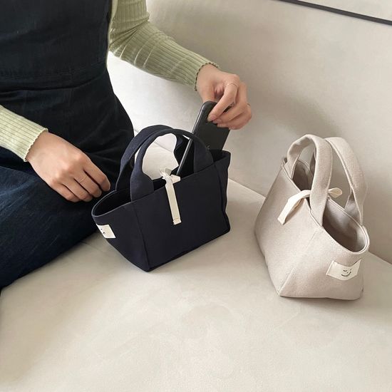 리본 래빗백 미니백 토트 / 네이비