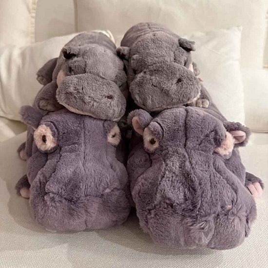 무릎인형 하마 애착 인형 동물 쿠션