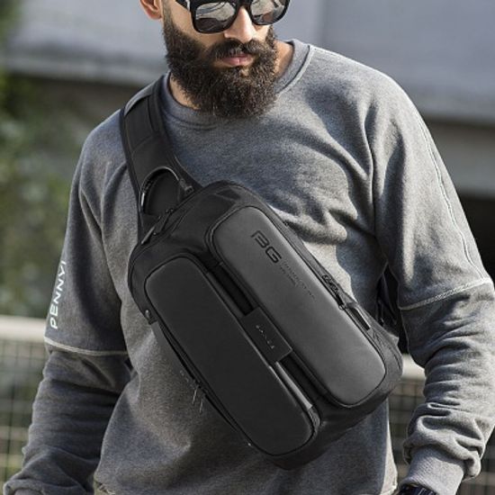 [DICUBO]더블 포켓 USB 충전 메쉬 슬링백 DBCG 8190