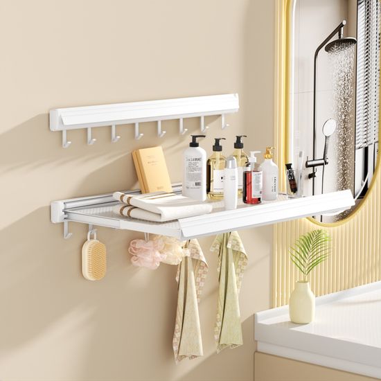 오라플 무타공 욕실선반 접었다폈다 일자선반 화장실