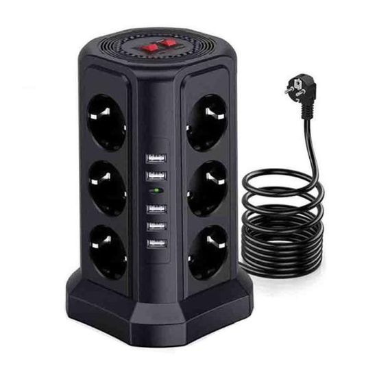 멀티 USB타워 멀티탭 17구 USB 5포트 캠핑 블랙 S490