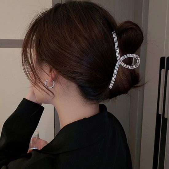 실버 리본 집게핀 고정핀 올림머리 헤어핀 헤어집게