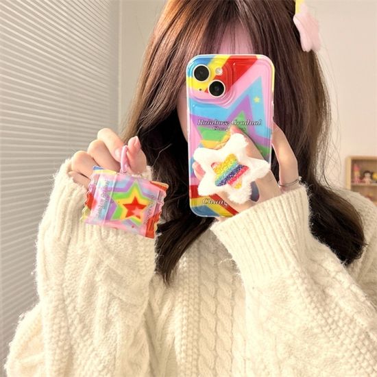 아이폰 14 13 12 11 레인보우 스타 별 핑거톡 케이스