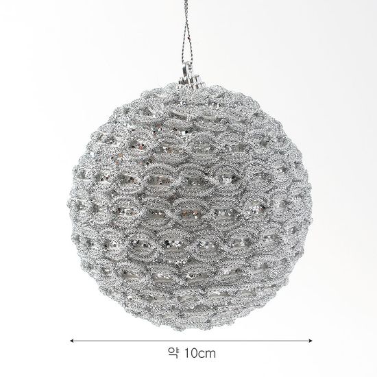 [도토로]로열실버 장식볼 2p(10cm) (화이트베일)