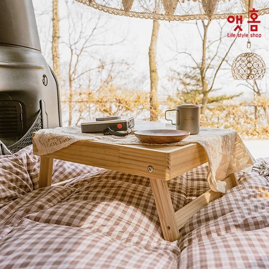 앳홈 우드 정사각 접이식 티테이블
