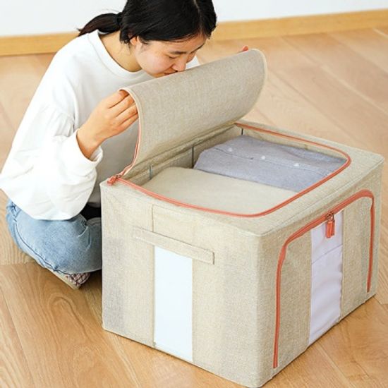 강철프레임 내장 린넨 리빙박스 2컬러