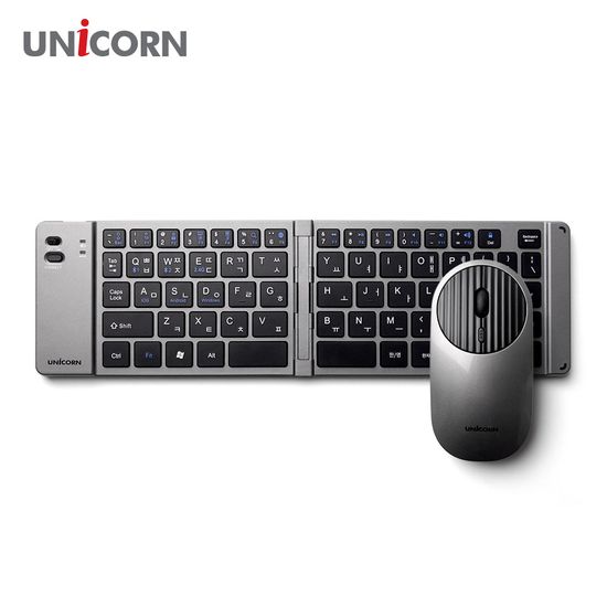 유니콘2.4G+블루투스 접이식 휴대용 키보드 마우스세