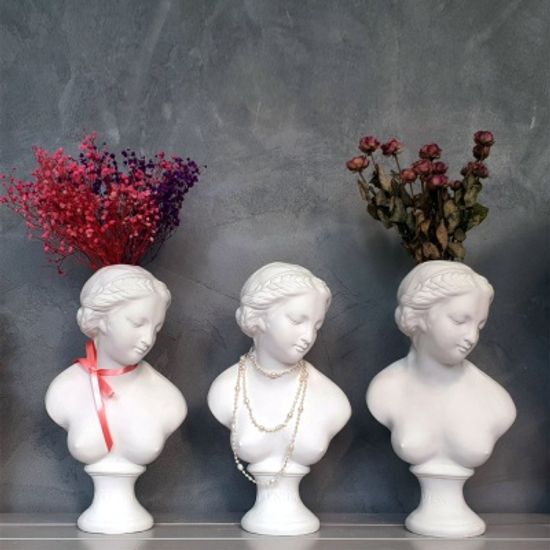 비너스여인 중형 석고상화분+스타티스 꽃+리본 식재 포함