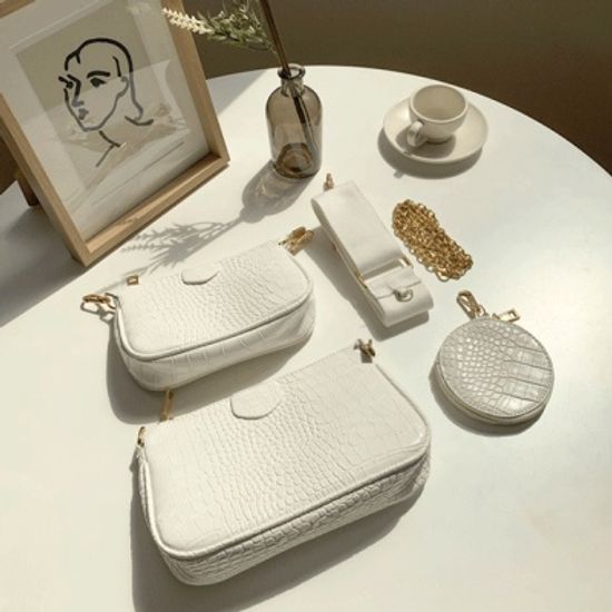 트리플 백앤백 클러치 크로스백 화이트