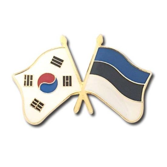세계각국의 휘날리는 국기교차뺏지(한국-에스토니아)