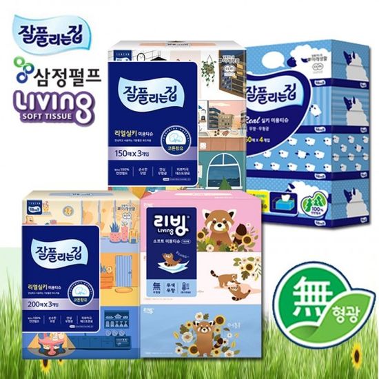잘풀리는집 삼정펄프 미용티슈 l 각티슈 100 천연펄프