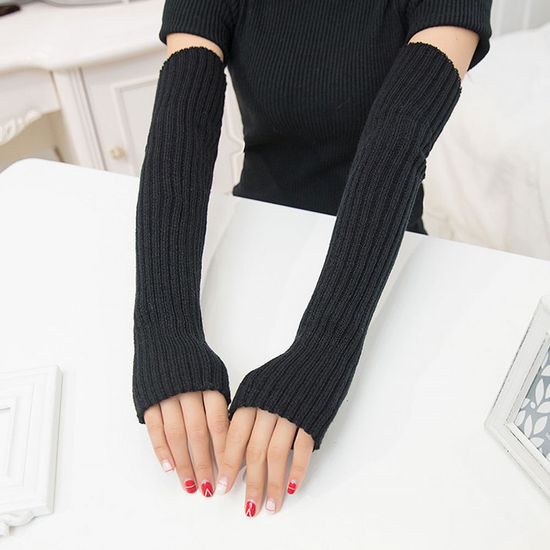 골지 니트 롱 암워머 따뜻한 겨울 팔토시 블랙