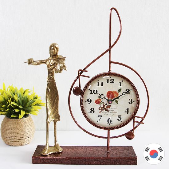 바이올린 조각상 동공예품 높은음 탁상시계 HBC-511