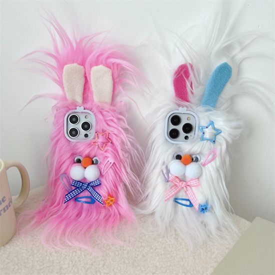 아이폰 17 16 15 14 13 토끼 털 인형 꾸미기 케이스