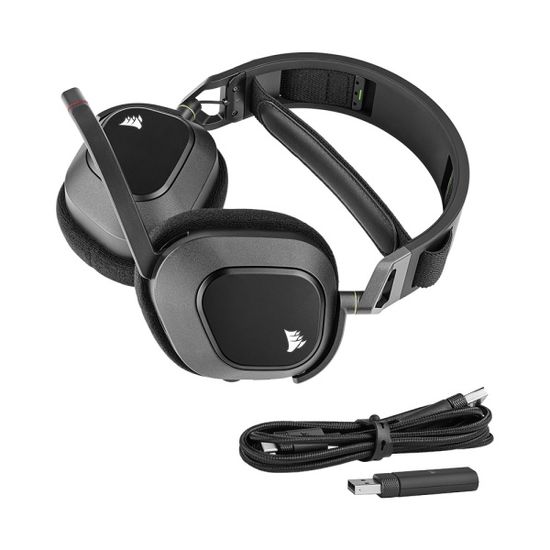 커세어 무선헤드셋 HS80 RGB WIRELESS CARBON