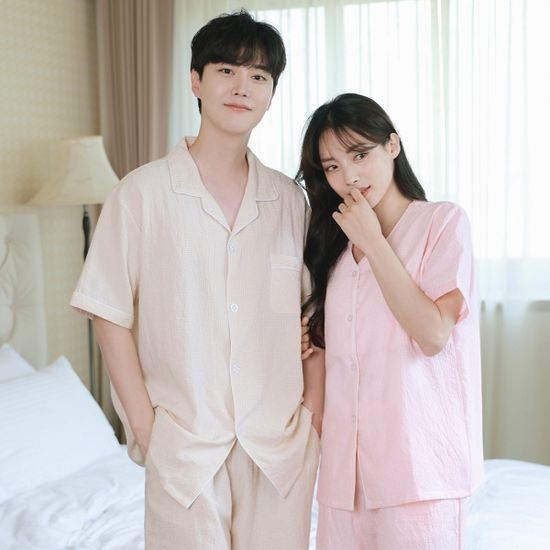 잔체크 브라캡 잠옷 커플잠옷(빅사이즈 추가)