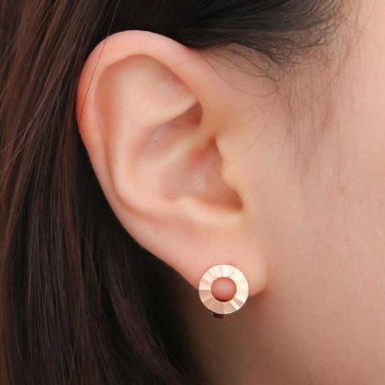 LEA 14K 금침 rose gold 라운드 컷팅 귀걸이
