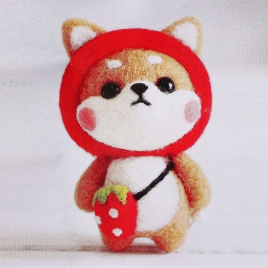 DIY 동물친구 양모펠트 키트(딸기시바견) 펠트공예
