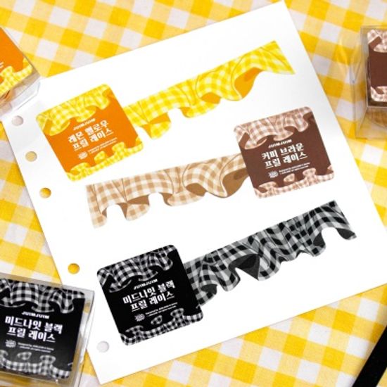 프릴 레이스 다이컷 마스킹 테이프 - 미드나잇 블랙