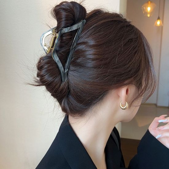 빅사이즈 오로라 자개 트라이앵글 헤어 집게핀 머리핀