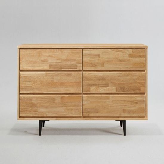 파츠 고무나무 원목 와이드 서랍장 3단 (착불)